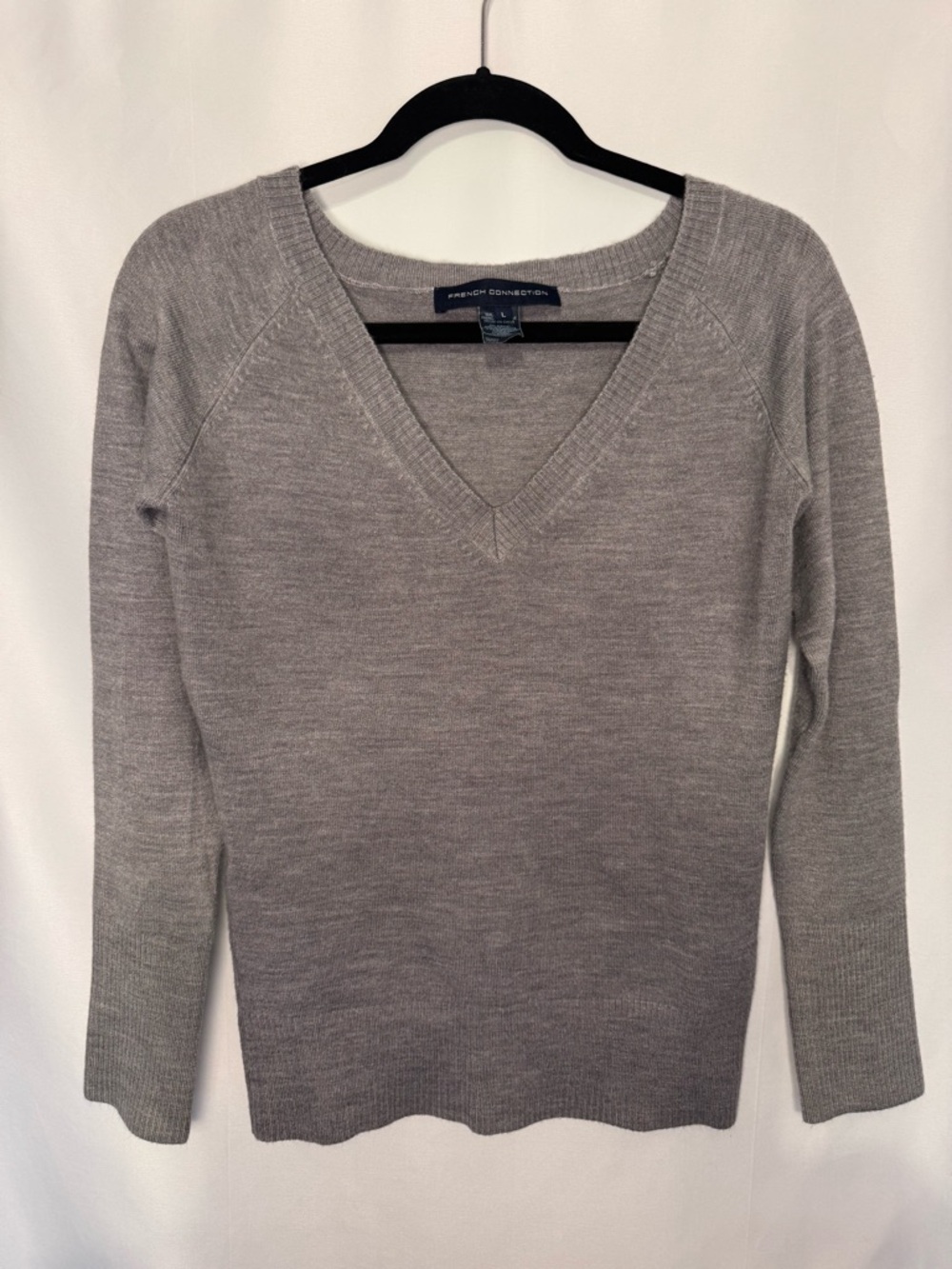 French Connection Light Gray V-Neck Sweater